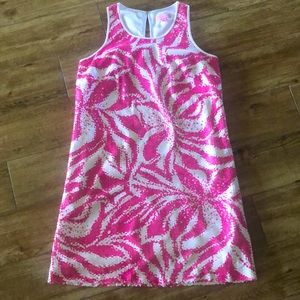 Lilly Pulitzer hot pink & white sequin mini dress. Size 8, like new, worn once.